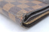 Authentic Louis Vuitton Damier Compact Zip Bifold Wallet Purse N61668 LV J2092