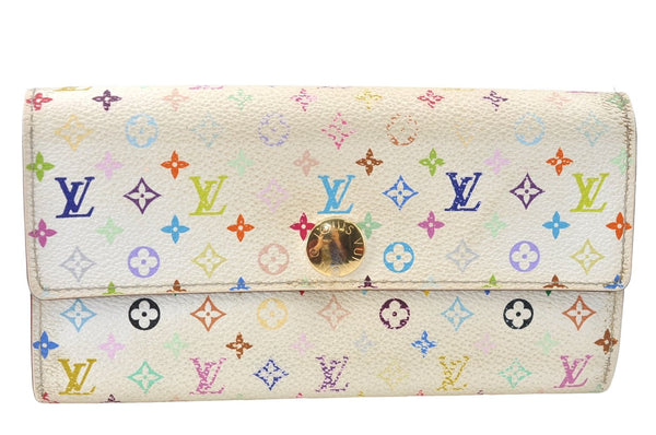 Auth Louis Vuitton Monogram Multicolor Portefeuille Sarah Wallet M93532 LV J2093