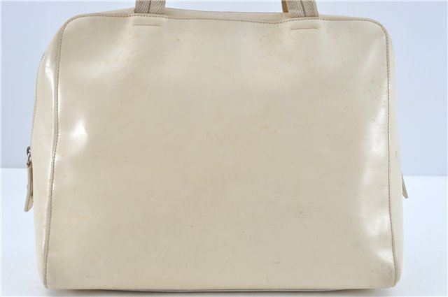 Authentic PRADA Leather Shoulder Hand Bag Ivory J2099