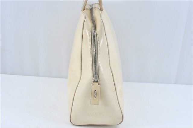 Authentic PRADA Leather Shoulder Hand Bag Ivory J2099