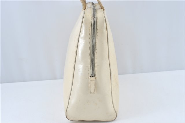Authentic PRADA Leather Shoulder Hand Bag Ivory J2099