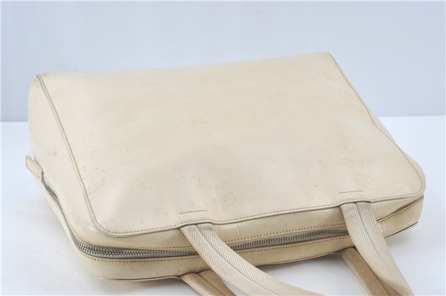 Authentic PRADA Leather Shoulder Hand Bag Ivory J2099