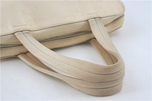 Authentic PRADA Leather Shoulder Hand Bag Ivory J2099