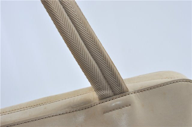 Authentic PRADA Leather Shoulder Hand Bag Ivory J2099