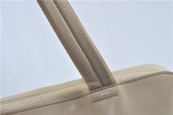 Authentic PRADA Leather Shoulder Hand Bag Ivory J2099
