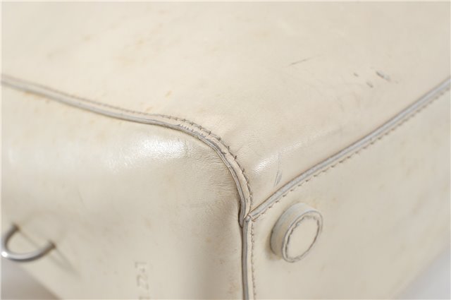 Authentic PRADA Leather Shoulder Hand Bag Ivory J2099