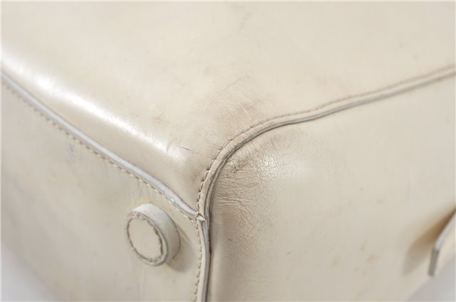 Authentic PRADA Leather Shoulder Hand Bag Ivory J2099