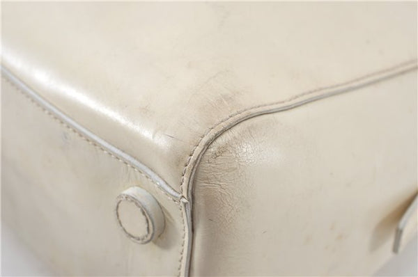 Authentic PRADA Leather Shoulder Hand Bag Ivory J2099