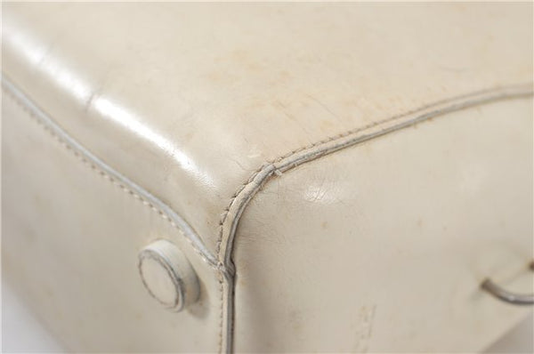 Authentic PRADA Leather Shoulder Hand Bag Ivory J2099