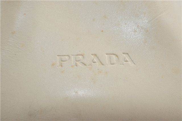Authentic PRADA Leather Shoulder Hand Bag Ivory J2099