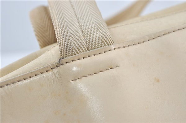 Authentic PRADA Leather Shoulder Hand Bag Ivory J2099