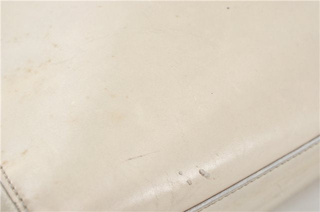 Authentic PRADA Leather Shoulder Hand Bag Ivory J2099