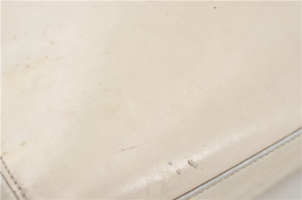 Authentic PRADA Leather Shoulder Hand Bag Ivory J2099
