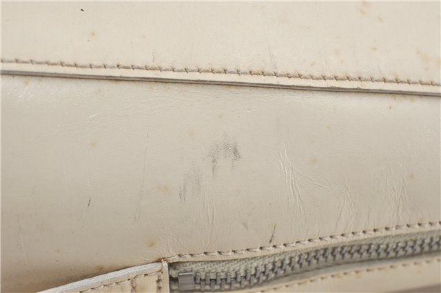 Authentic PRADA Leather Shoulder Hand Bag Ivory J2099