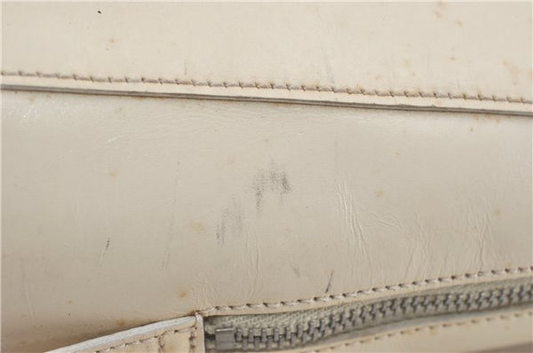 Authentic PRADA Leather Shoulder Hand Bag Ivory J2099