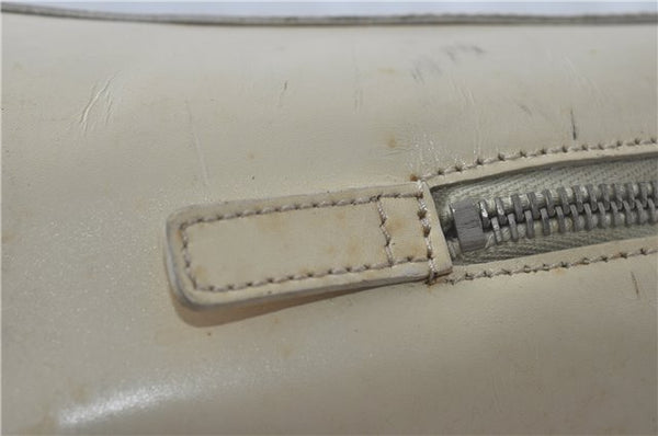 Authentic PRADA Leather Shoulder Hand Bag Ivory J2099