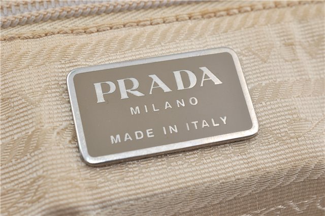 Authentic PRADA Leather Shoulder Hand Bag Ivory J2099