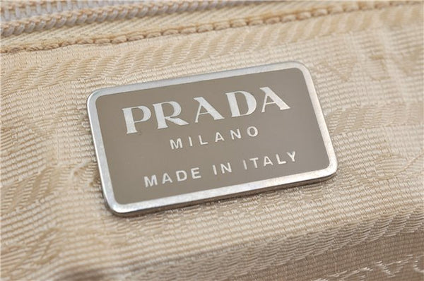 Authentic PRADA Leather Shoulder Hand Bag Ivory J2099