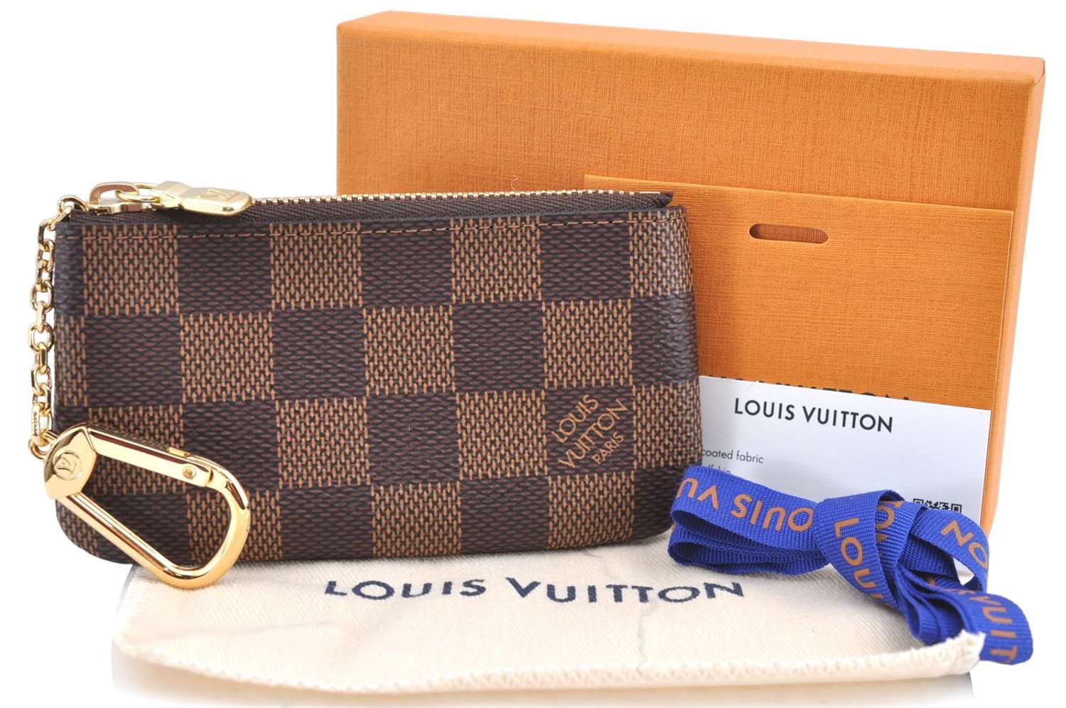Authentic Louis Vuitton Damier Pochette Cles Coin Case Purse N62658 LV Box J2107