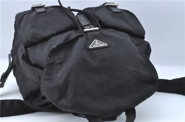 Authentic PRADA Nylon Leather Backpack Black J2113