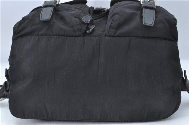 Authentic PRADA Nylon Leather Backpack Black J2113