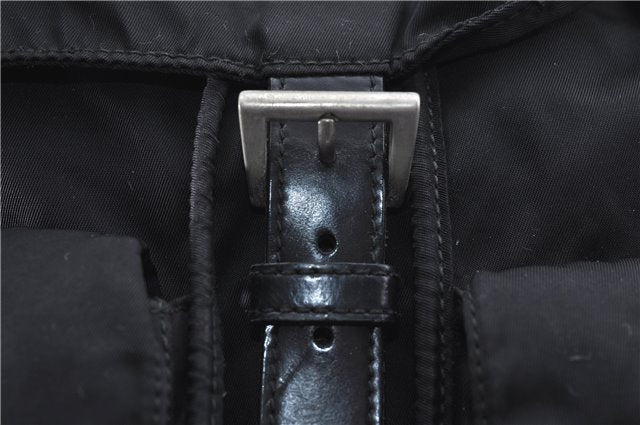 Authentic PRADA Nylon Leather Backpack Black J2113