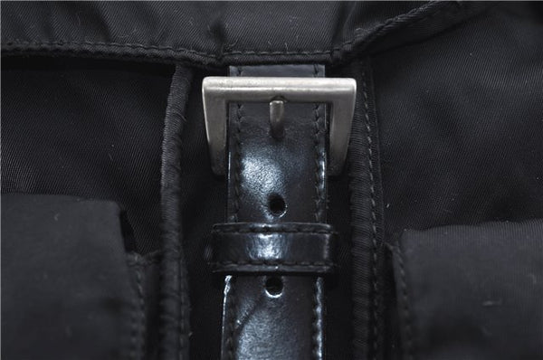 Authentic PRADA Nylon Leather Backpack Black J2113