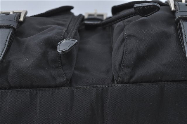 Authentic PRADA Nylon Leather Backpack Black J2113