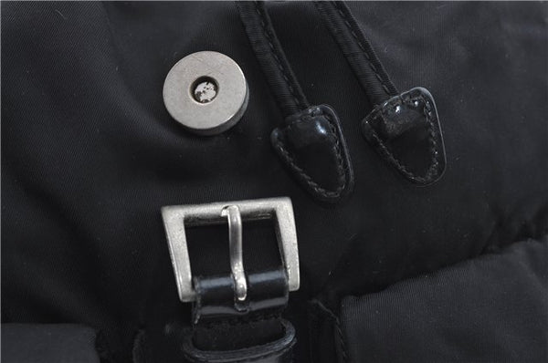 Authentic PRADA Nylon Leather Backpack Black J2113