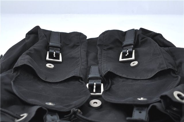 Authentic PRADA Nylon Leather Backpack Black J2113