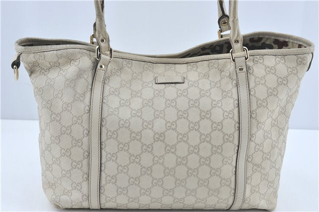 Authentic GUCCI Guccissima GG Leather Shoulder Tote Bag 197953 White J2116