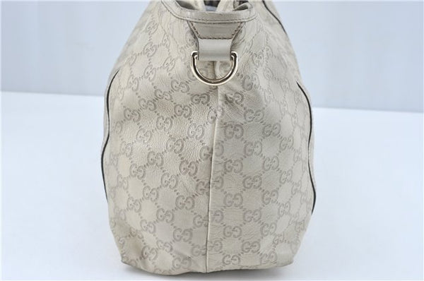 Authentic GUCCI Guccissima GG Leather Shoulder Tote Bag 197953 White J2116