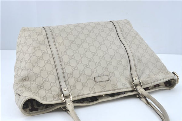 Authentic GUCCI Guccissima GG Leather Shoulder Tote Bag 197953 White J2116