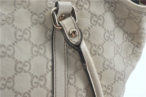Authentic GUCCI Guccissima GG Leather Shoulder Tote Bag 197953 White J2116