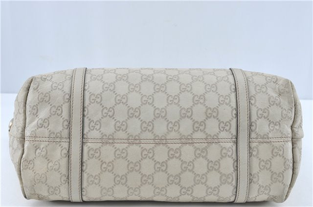 Authentic GUCCI Guccissima GG Leather Shoulder Tote Bag 197953 White J2116