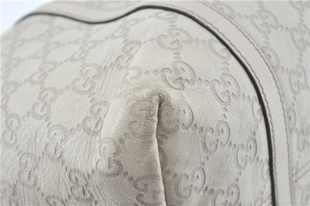 Authentic GUCCI Guccissima GG Leather Shoulder Tote Bag 197953 White J2116