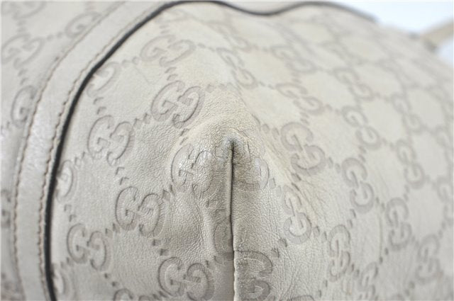 Authentic GUCCI Guccissima GG Leather Shoulder Tote Bag 197953 White J2116