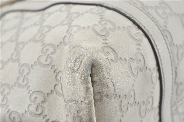 Authentic GUCCI Guccissima GG Leather Shoulder Tote Bag 197953 White J2116