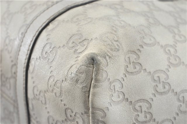 Authentic GUCCI Guccissima GG Leather Shoulder Tote Bag 197953 White J2116
