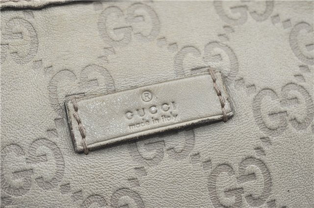 Authentic GUCCI Guccissima GG Leather Shoulder Tote Bag 197953 White J2116