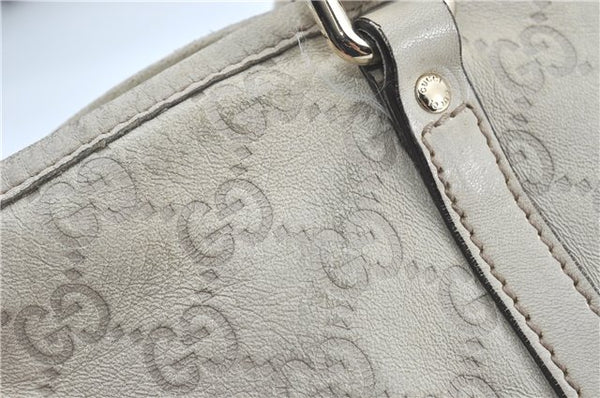 Authentic GUCCI Guccissima GG Leather Shoulder Tote Bag 197953 White J2116