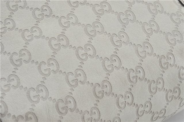Authentic GUCCI Guccissima GG Leather Shoulder Tote Bag 197953 White J2116