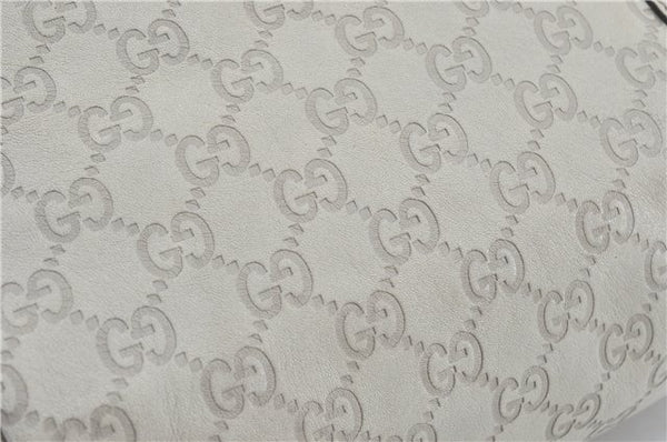 Authentic GUCCI Guccissima GG Leather Shoulder Tote Bag 197953 White J2116