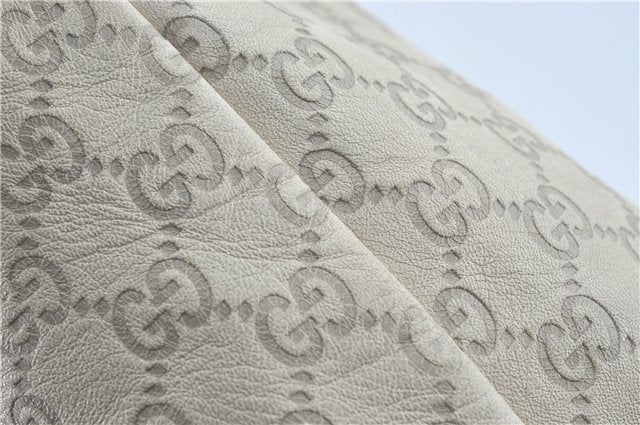 Authentic GUCCI Guccissima GG Leather Shoulder Tote Bag 197953 White J2116