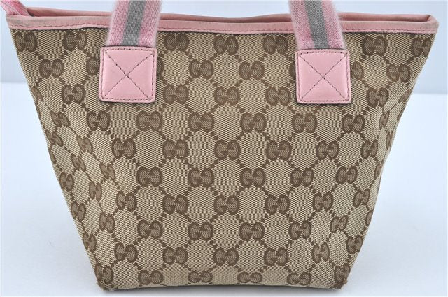 Auth GUCCI Children's Sherry Line GG Canvas Leather Hand Bag 284728 Brown J2117