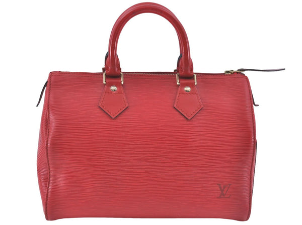 Authentic Louis Vuitton Epi Speedy 25 Hand Boston Bag Red M43017 LV J2121