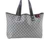 Authentic GUCCI Sherry Line Shoulder Tote Bag GG PVC Leather 211134 Navy J2123