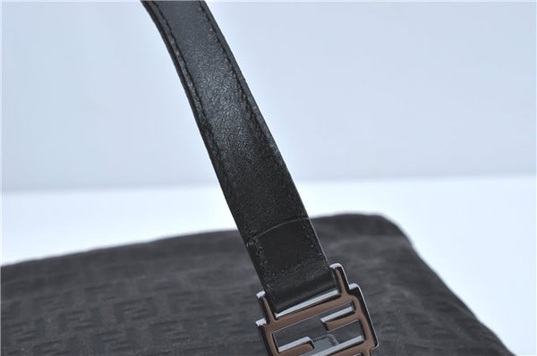 Authentic FENDI Zucchino Hand Tote Bag Purse Canvas Leather Black J2125