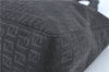 Authentic FENDI Zucchino Hand Tote Bag Purse Canvas Leather Black J2125