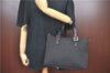 Authentic FENDI Zucchino Hand Tote Bag Purse Canvas Leather Black J2125